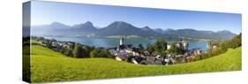 Elevated View over Parish Church and St. Wolfgang, Wolfgangsee Lake, Flachgau-Doug Pearson-Stretched Canvas