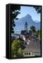 Elevated View over Parish Church and St. Wolfgang, Wolfgangsee Lake, Flachgau-Doug Pearson-Framed Stretched Canvas