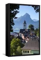 Elevated View over Parish Church and St. Wolfgang, Wolfgangsee Lake, Flachgau-Doug Pearson-Framed Stretched Canvas