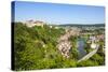 Elevated View over Picturesque Harburg Castle and Old Town Center, Harburg, Bavaria, Germany-Doug Pearson-Stretched Canvas