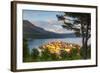 Elevated View over Picturesque Korcula Town Illuminated at Sunset, Korcula, Dalmatia, Croatia-Doug Pearson-Framed Photographic Print