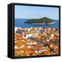 Elevated View over Picturesque Stari Grad (Old Town), Dubrovnik, Dalmatia, Croatia-Doug Pearson-Framed Stretched Canvas