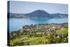 Elevated View over Picturesque Weyregg Am Attersee, Attersee, Salzkammergut, Austria, Europe-Doug Pearson-Stretched Canvas