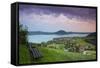 Elevated View over Picturesque Weyregg Am Attersee Illuminated at Dawn, Attersee, Salzkammergut-Doug Pearson-Framed Stretched Canvas