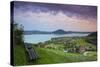 Elevated View over Picturesque Weyregg Am Attersee Illuminated at Dawn, Attersee, Salzkammergut-Doug Pearson-Stretched Canvas