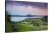 Elevated View over Picturesque Weyregg Am Attersee Illuminated at Dawn, Attersee, Salzkammergut-Doug Pearson-Stretched Canvas