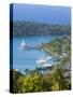 Elevated View over Port Antonio and Navy Island, Portland Parish, Jamaica, Caribbean-Doug Pearson-Stretched Canvas