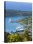 Elevated View over Port Antonio and Navy Island, Portland Parish, Jamaica, Caribbean-Doug Pearson-Stretched Canvas