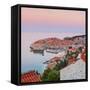 Elevated View over Stari Grad (Old Town) Illuminated at Sunrise, Dubrovnik, Dalmatia, Croatia-Doug Pearson-Framed Stretched Canvas