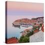 Elevated View over Stari Grad (Old Town) Illuminated at Sunrise, Dubrovnik, Dalmatia, Croatia-Doug Pearson-Stretched Canvas