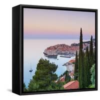 Elevated View over Stari Grad (Old Town) Illuminated at Sunrise, Dubrovnik, Dalmatia, Croatia-Doug Pearson-Framed Stretched Canvas