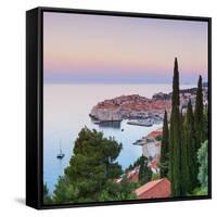 Elevated View over Stari Grad (Old Town) Illuminated at Sunrise, Dubrovnik, Dalmatia, Croatia-Doug Pearson-Framed Stretched Canvas