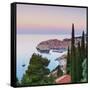 Elevated View over Stari Grad (Old Town) Illuminated at Sunrise, Dubrovnik, Dalmatia, Croatia-Doug Pearson-Framed Stretched Canvas