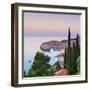 Elevated View over Stari Grad (Old Town) Illuminated at Sunrise, Dubrovnik, Dalmatia, Croatia-Doug Pearson-Framed Photographic Print