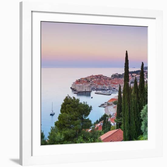 Elevated View over Stari Grad (Old Town) Illuminated at Sunrise, Dubrovnik, Dalmatia, Croatia-Doug Pearson-Framed Photographic Print