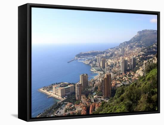 Elevated View over the City, Monte Carlo, Monaco, Cote D'Azur, Mediterranean, Europe-Vincenzo Lombardo-Framed Stretched Canvas