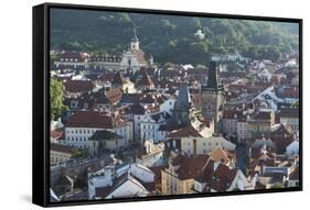 Elevated View over the City of Prague, Czech Republic, Europe-Angelo-Framed Stretched Canvas