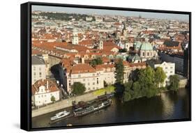 Elevated View over the City of Prague, Czech Republic, Europe-Angelo-Framed Stretched Canvas