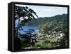 Elevated View Over the Fishing Village of Charlotteville, Tobago, West Indies, Caribbean-Yadid Levy-Framed Stretched Canvas