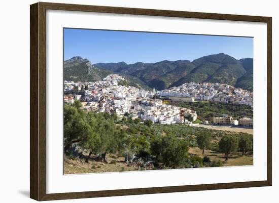 Elevated View over the Historic Hilltop Town of Moulay Idriss, Morocco, North Africa, Africa-Doug Pearson-Framed Photographic Print