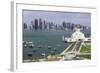 Elevated View over the Museum of Islamic Art and the Dhow Harbour to the Modern Skyscraper Skyline-Gavin Hellier-Framed Photographic Print