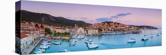 Elevated View over the Picturesque Harbour Town of Hvar, Hvar, Dalmatia, Croatia-Doug Pearson-Stretched Canvas