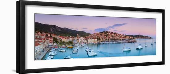 Elevated View over the Picturesque Harbour Town of Hvar, Hvar, Dalmatia, Croatia-Doug Pearson-Framed Premium Photographic Print