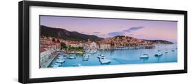 Elevated View over the Picturesque Harbour Town of Hvar, Hvar, Dalmatia, Croatia-Doug Pearson-Framed Premium Photographic Print