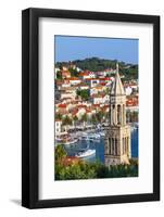 Elevated View over the Picturesque Harbour Town of Hvar, Hvar, Dalmatia, Croatia-Doug Pearson-Framed Photographic Print
