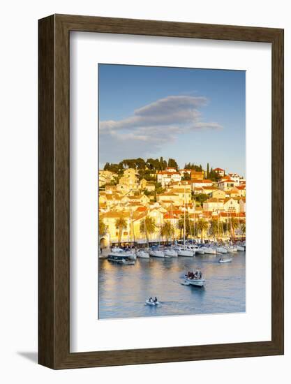 Elevated View over the Picturesque Harbour Town of Hvar Illuminated-Doug Pearson-Framed Photographic Print