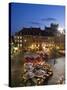 Elevated View Over the Square and Outdoor Restaurants and Cafes at Dusk, Warsaw, Poland-Gavin Hellier-Stretched Canvas