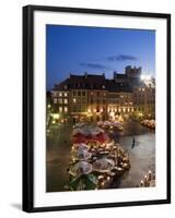 Elevated View Over the Square and Outdoor Restaurants and Cafes at Dusk, Warsaw, Poland-Gavin Hellier-Framed Photographic Print