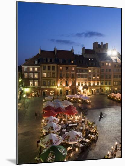 Elevated View Over the Square and Outdoor Restaurants and Cafes at Dusk, Warsaw, Poland-Gavin Hellier-Mounted Photographic Print