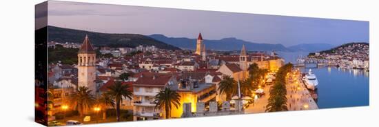 Elevated View over Trogir's Stari Grad (Old Town) Illuminated at Dusk, Trogir, Dalmatia, Croatia-Doug Pearson-Stretched Canvas