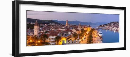 Elevated View over Trogir's Stari Grad (Old Town) Illuminated at Dusk, Trogir, Dalmatia, Croatia-Doug Pearson-Framed Photographic Print