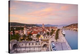 Elevated View over Trogir's Stari Grad (Old Town) Illuminated at Sunset, Trogir, Dalmatia, Croatia-Doug Pearson-Stretched Canvas