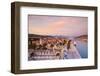 Elevated View over Trogir's Stari Grad (Old Town) Illuminated at Sunset, Trogir, Dalmatia, Croatia-Doug Pearson-Framed Photographic Print