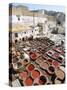 Elevated View Over Vats of Dye, the Tanneries, Fez, Morocco, North Africa, Africa-R H Productions-Stretched Canvas