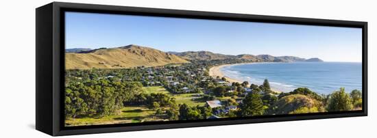 Elevated View over Wainui Beach, Gisborne, East Cape, North Island, New Zealand-Doug Pearson-Framed Stretched Canvas