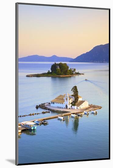 Elevated View to Vlacherna Monastery and the Church of Pantokrator on Mouse Island, Kanoni-Neil Farrin-Mounted Photographic Print