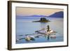 Elevated View to Vlacherna Monastery and the Church of Pantokrator on Mouse Island, Kanoni-Neil Farrin-Framed Photographic Print