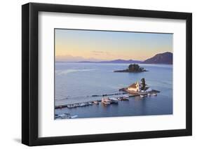 Elevated View to Vlacherna Monastery and the Church of Pantokrator on Mouse Island, Kanoni-Neil Farrin-Framed Photographic Print