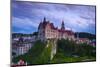 Elevated View Towards Sigmaringen Castle Illuminated at Dusk-Doug Pearson-Mounted Photographic Print