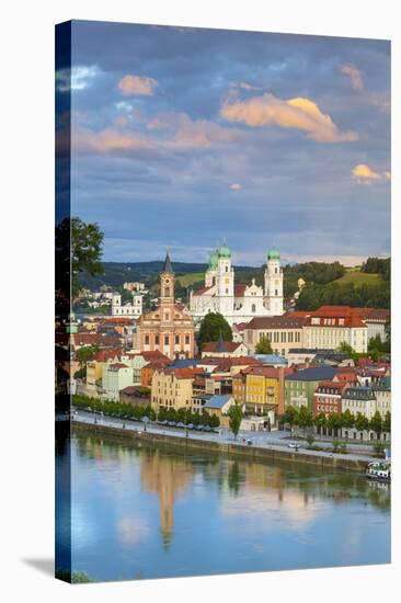 Elevated View Towards the Picturesque City of Passau at Sunset, Passau, Lower Bavaria-Doug Pearson-Stretched Canvas