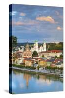 Elevated View Towards the Picturesque City of Passau at Sunset, Passau, Lower Bavaria-Doug Pearson-Stretched Canvas