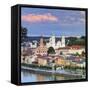 Elevated View Towards the Picturesque City of Passau at Sunset, Passau, Lower Bavaria-Doug Pearson-Framed Stretched Canvas