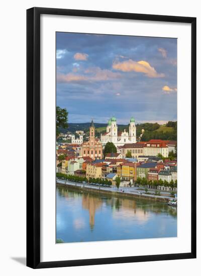 Elevated View Towards the Picturesque City of Passau at Sunset, Passau, Lower Bavaria-Doug Pearson-Framed Photographic Print