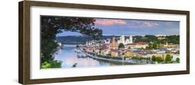 Elevated View Towards the Picturesque City of Passau at Sunset, Passau, Lower Bavaria-Doug Pearson-Framed Photographic Print