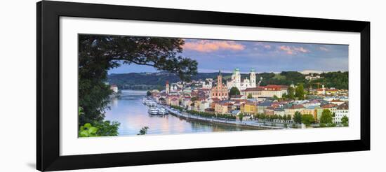 Elevated View Towards the Picturesque City of Passau at Sunset, Passau, Lower Bavaria-Doug Pearson-Framed Photographic Print