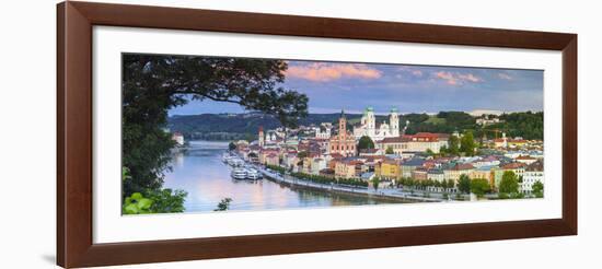 Elevated View Towards the Picturesque City of Passau at Sunset, Passau, Lower Bavaria-Doug Pearson-Framed Photographic Print